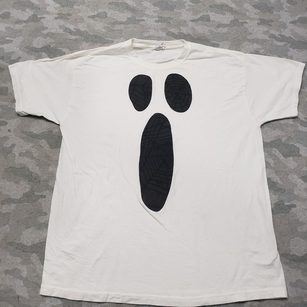 Jerzees Ghost Shirt Mens XL White Halloween Short Sleeve